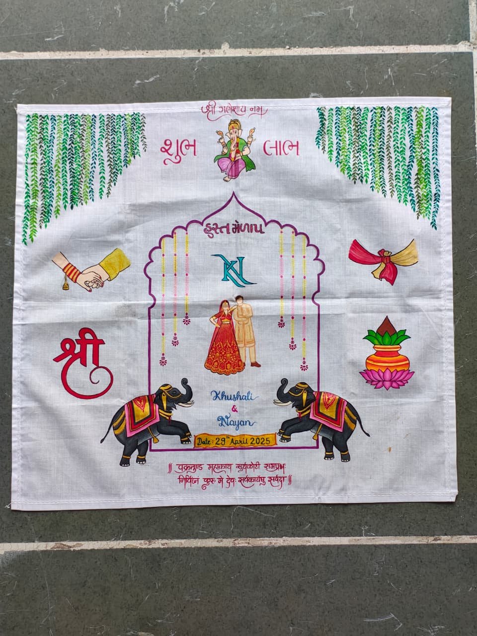 hastmelap - hathjodi rumal - hand painted
